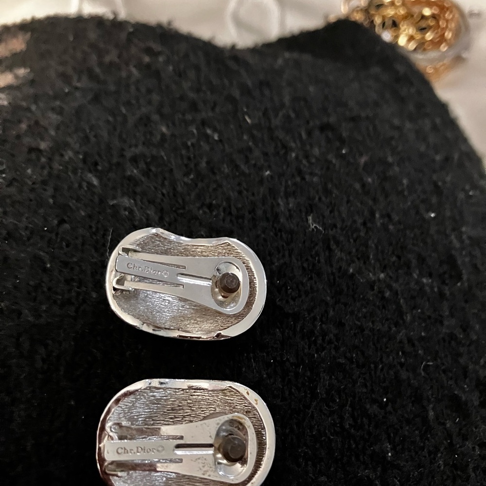 Old money Dior Vintage Black N Diamond Accents Clip Earrings.Onyx Necklace set! - Picture 15 of 15